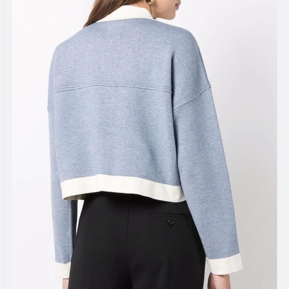 Sandro Cher Cropped Contrast Trim Knit Cardigan NWT - Picture 4 of 5